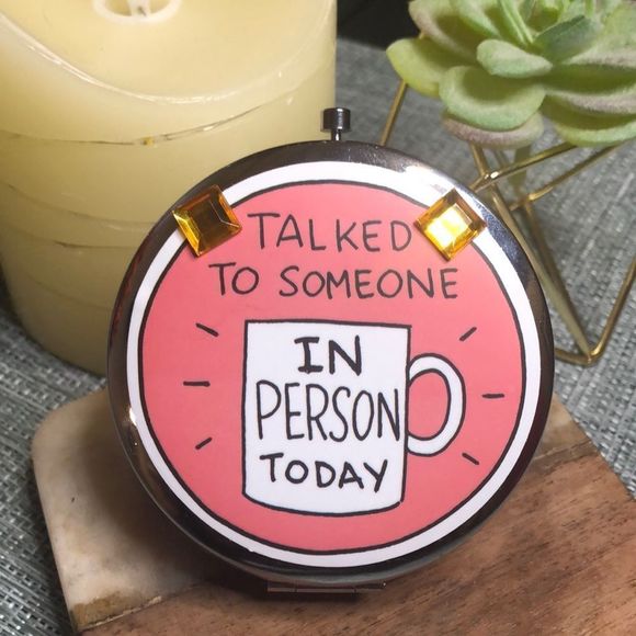 #21sass 💄NWOT Artisan Amber Crystal & Sass Talk Compact Makeup Mirror💄🤷🏼‍♀️ - Picture 4 of 15